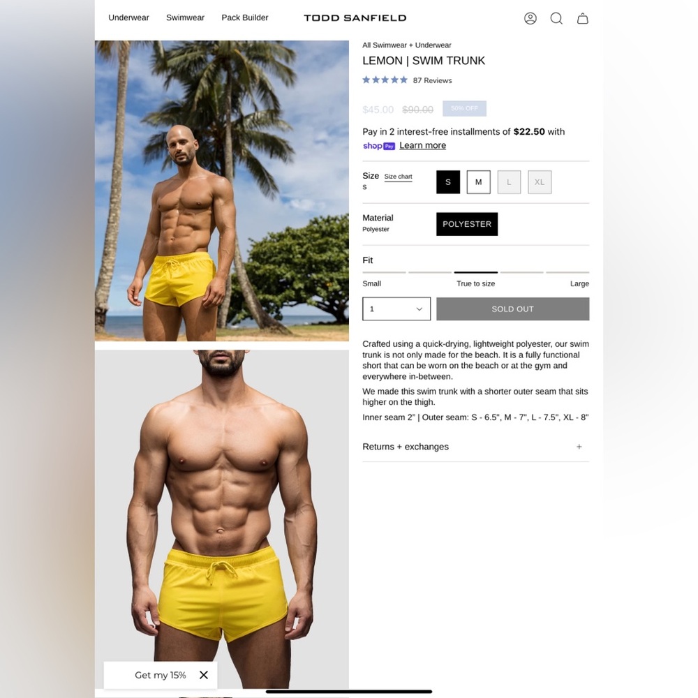 Todd Sanfield, Lemon, Freestyle Swim Trunks